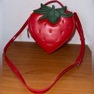 Aldo Strawberry Shaped Red Crossbody Bag With Adjustable Straps